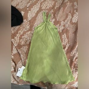 Green halter short dress